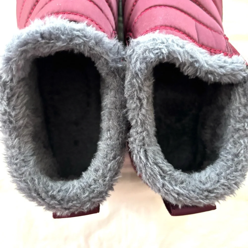 NWOT Boojoy Winter boots burgundy Waterproof slip on SZ 7.5